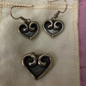Sterling Silver heart pendant and earrings